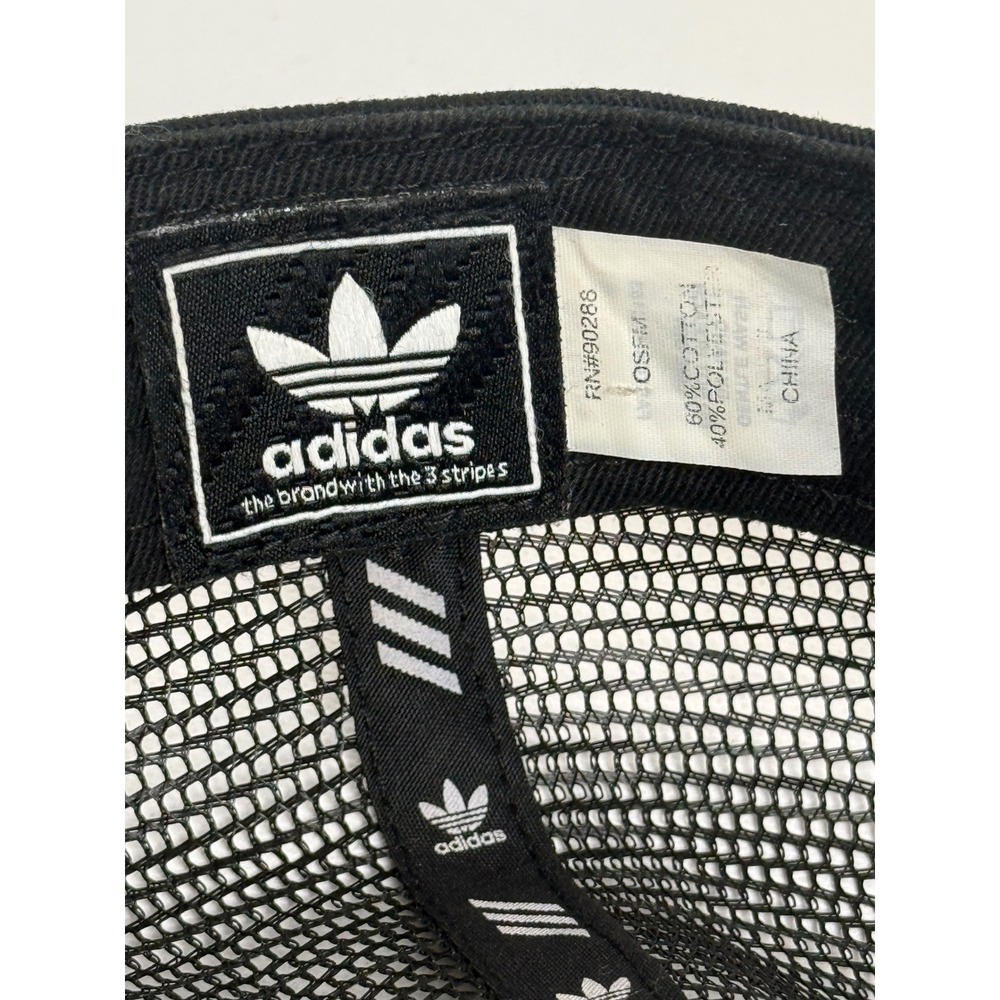 Adidas Trucker Hat Mens OSFM Black Cotton Soccer Patch Snapback Mesh Cap - Picture 10 of 11